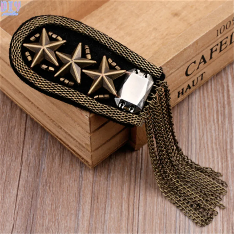 2 шт. винтажные металлические эполеты с цепочкой и кисточками|shoulder boards|pins militarybadge