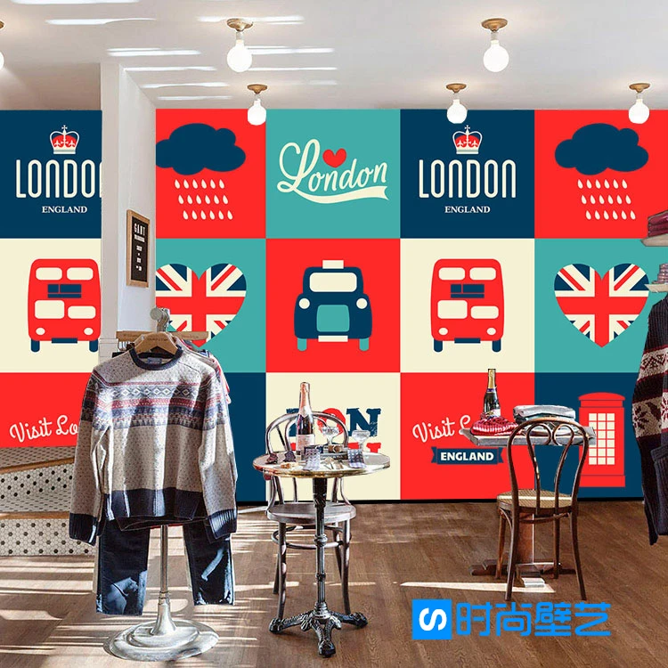 

Photo wallpaper 3D retro British Sign features wallpaper bedroom Cafe Restaurant background London colour puzzle wallpaper mural