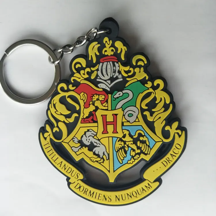 Фильм Волшебная Школа Гриффиндор ПВХ брелок Слизерин Ravenclaw модные персонализированные подвесные брелоки porte clefs сувенир подарки