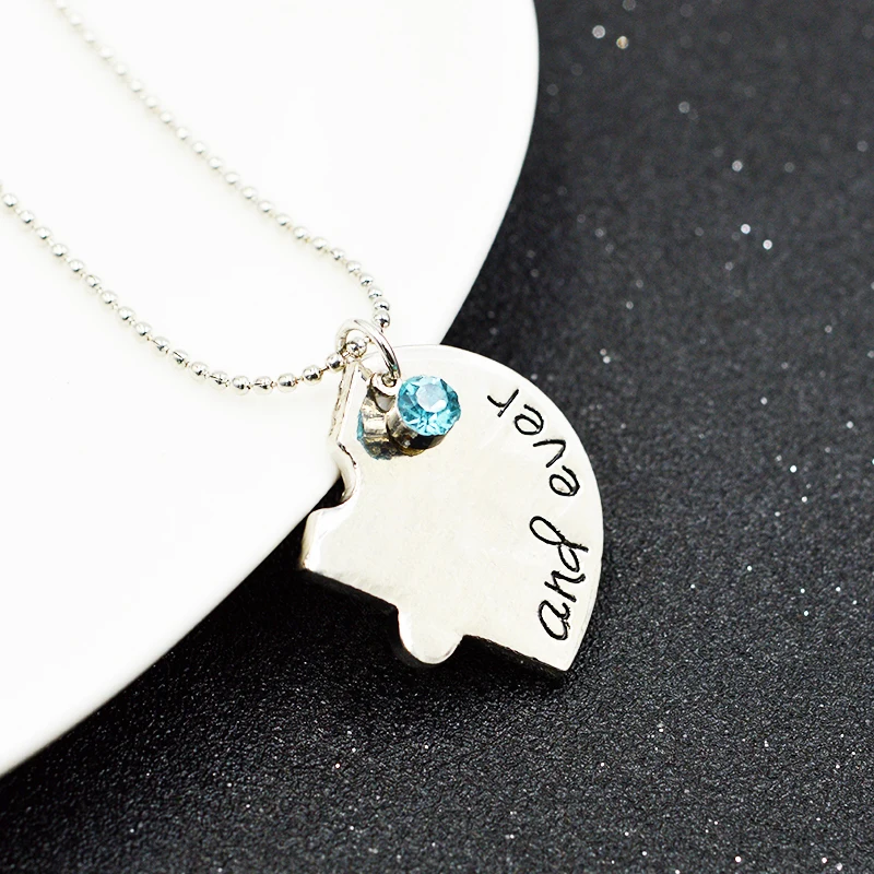 Fashion 4 pcs/set Best Friends Forever And Ever Pendant Bead Necklace Split Heart Rhinestone BFF Choker Jewelry For Women Girl | Украшения
