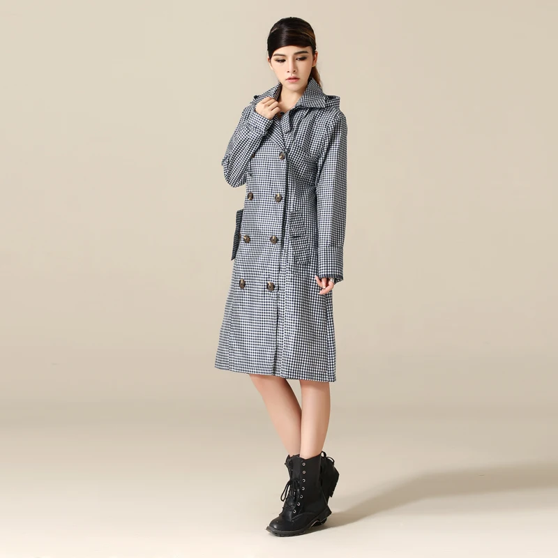 Тонкий портативный туристический длинный Тренч в британском клетку дождевики