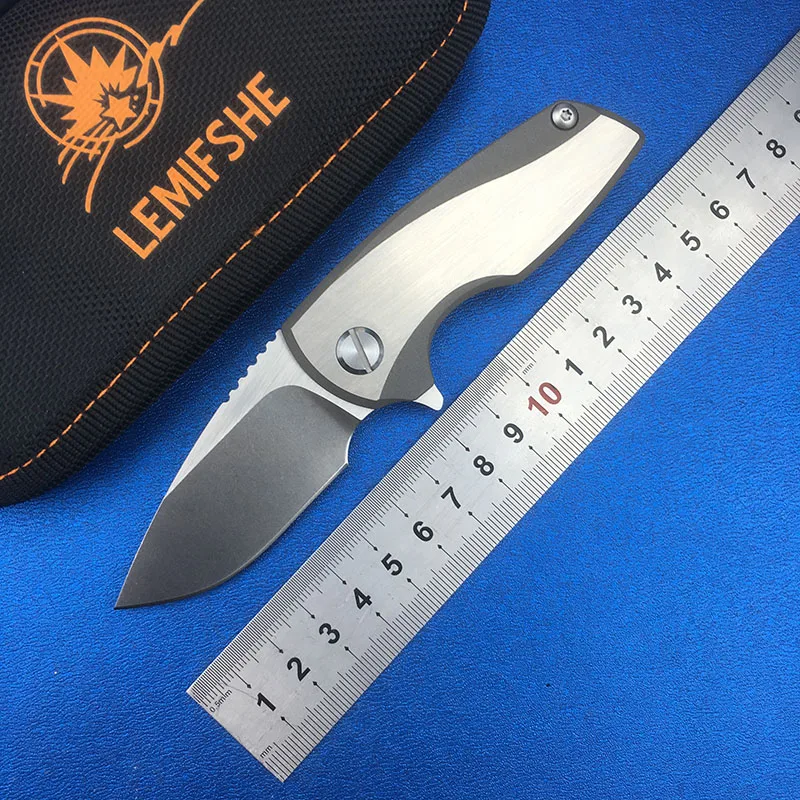 LEMIFSHE Anton Malyshev Gnome dwarf folding knife D2 blade bearing titanium handle outdoor hunting camping pocket knife tools
