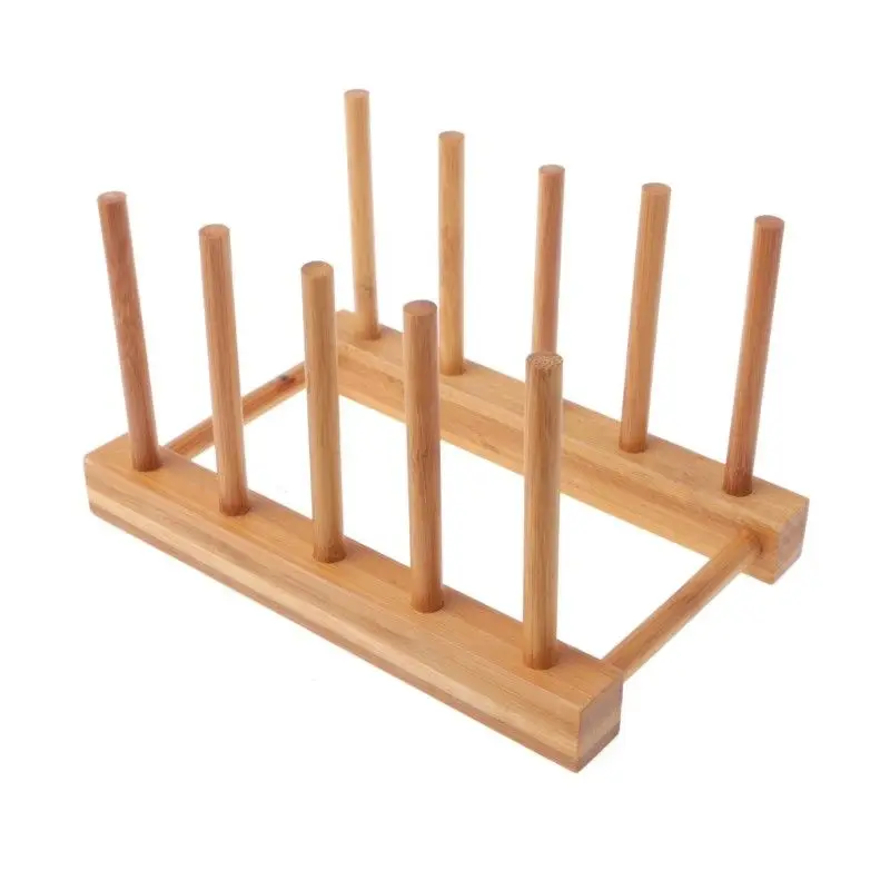 Dish Rack Pots Wooden Plate Stand Wood Kitchen Cup Display Drainer Holder NEW