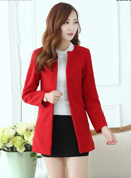 Новый одежда OL для женщин 2018 Тонкий шерстяное пальто Дамы Длинный блейзер осень и
