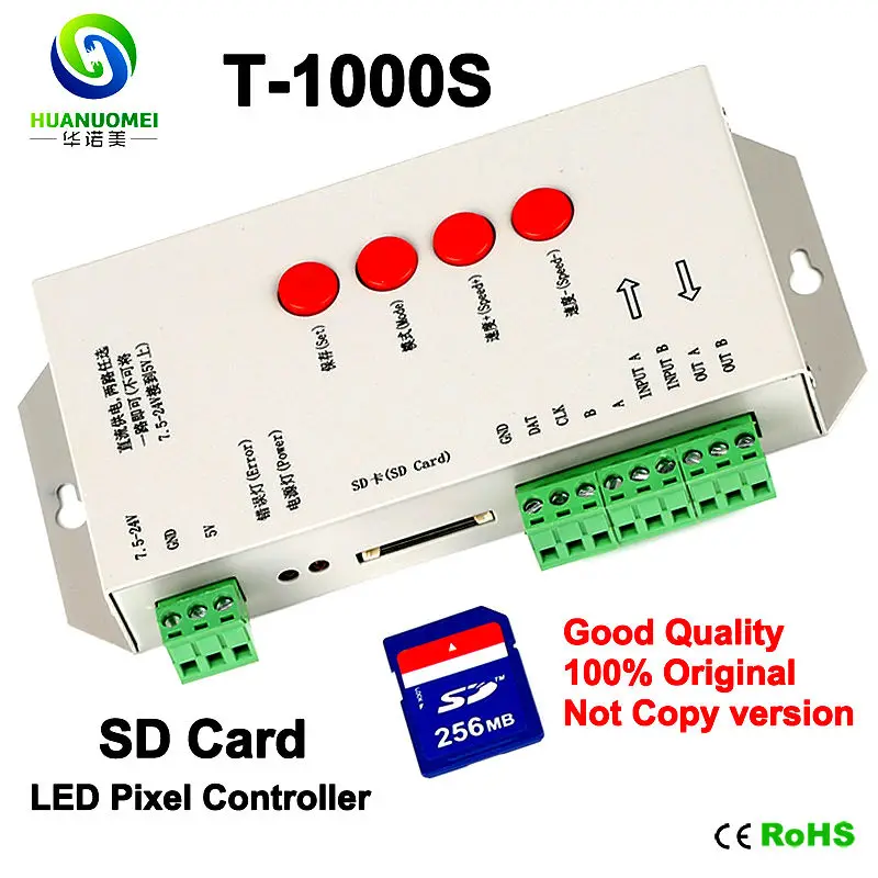 T 1000S SD карты светодиодный контроллер пикселей DC5 24V Выход сигнала SPI Макс 2048