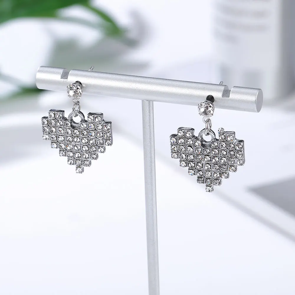 HanCheng модные маленькие Висячие серьги Стразы в форме сердца висячие ювелирные