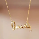 2018 простое золотое ожерелье с надписью Love, жемчужное ожерелье с кристаллами для женщин, колье с воротником, колье Ras Du Cou Femme