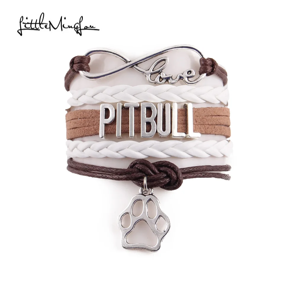 Женский браслет Infinity love PITBULL кожаный браслет-подвеска собачья лапа мужские