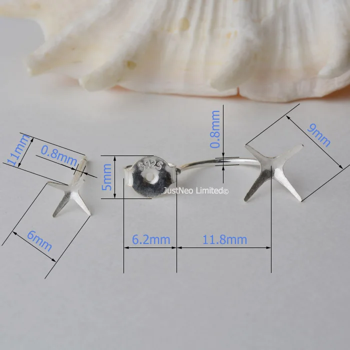 Серебряные Серьги проволочные крючки и столбы с зубцами для крепления
