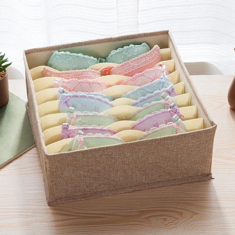 Newly Breathable Cotton Linen Drawer Organizer Quality 8 16 Cells Underwear Organizer 1pcs Home Sundries Socks Bras Storage Box