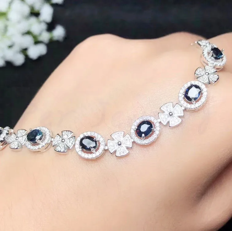 Браслет цепочка с сапфировым камнем 925 карат * 6 шт.|sapphire natural|sapphire densityshipping time |