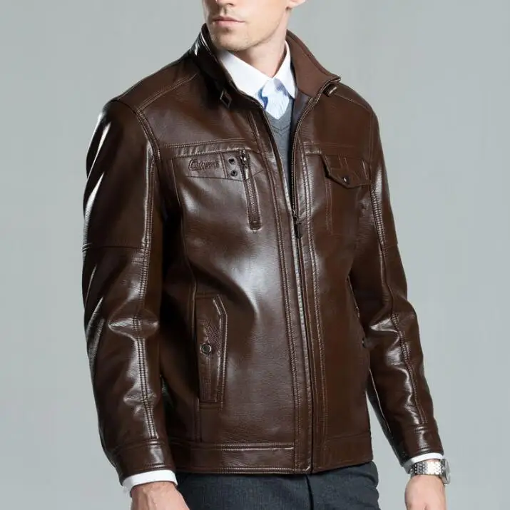 

Men's Brand Winter Leather Jacket high quality Business Casual Slim Male leather clothes Mens Motorcycle leather jackets M-3XL
