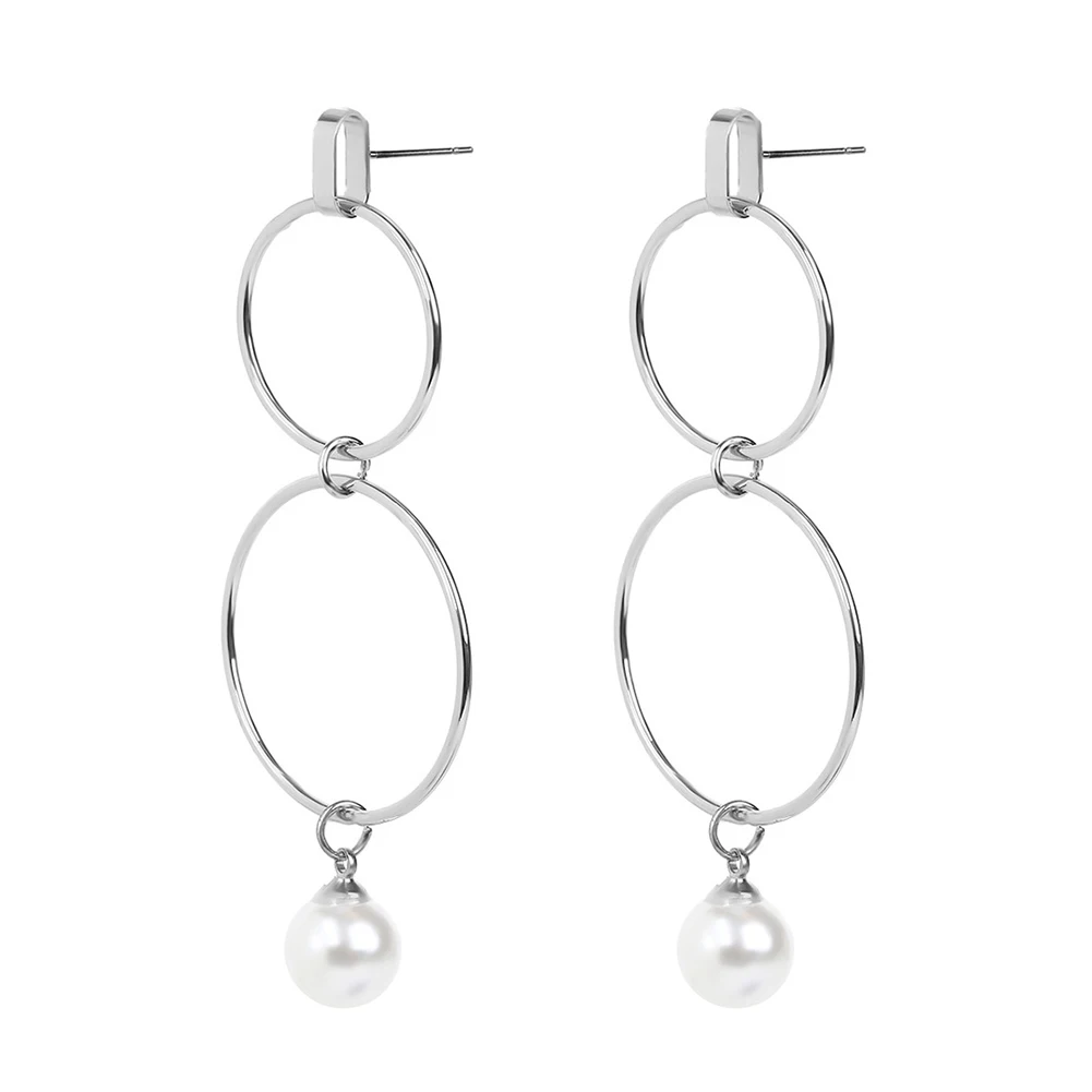 Модные женские круглые серьги с искусственным жемчугом креативный аксессуар для