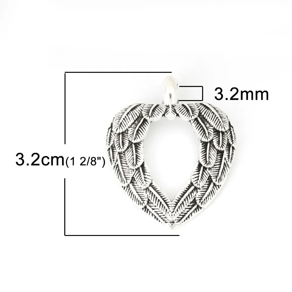 Подвески DoreenBeads из цинкового сплава подвески в форме сердца серебряного цвета