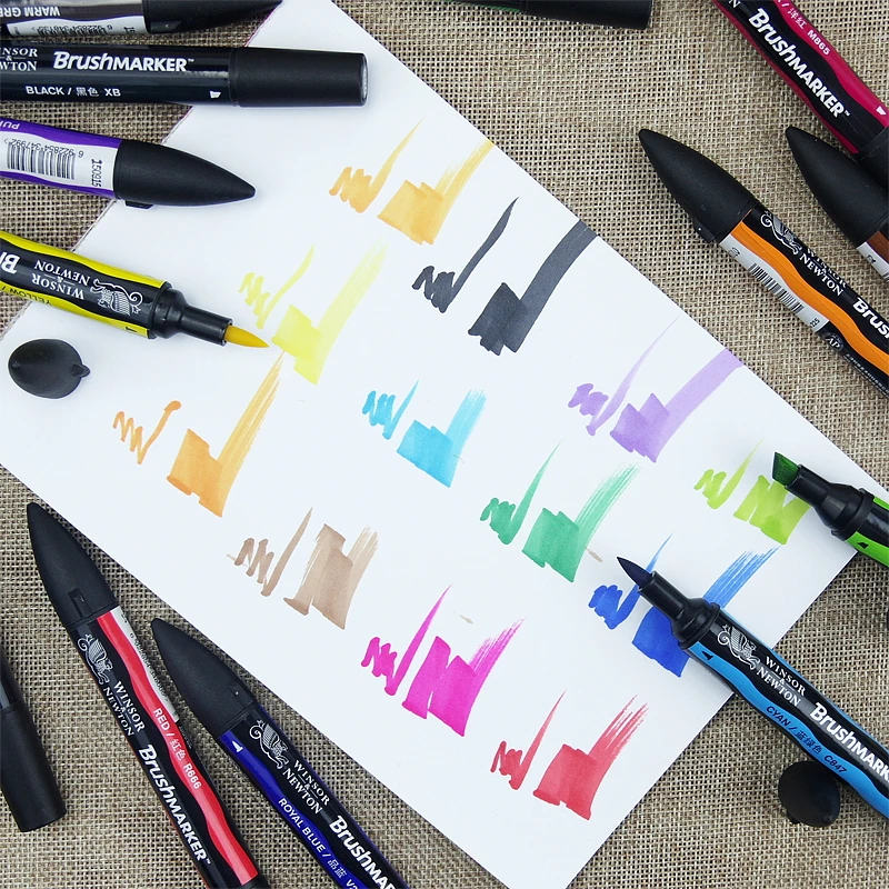 Winsor & Newton Brushmarker ручки краски на спиртовой основе быстро сохнущие красные желтые