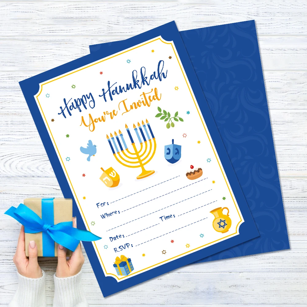 

Happy Hanukkah Theme Party Invitations Cards Decorations Chanukah Theme Party Invitations Party Favors