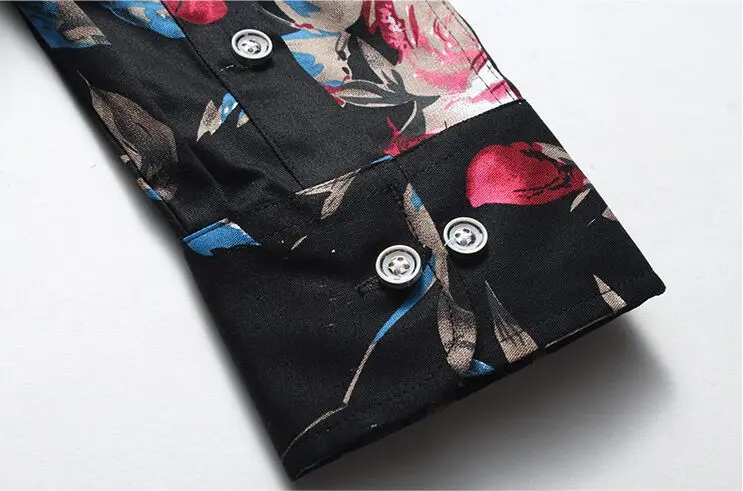 

Long Sleeve Dress Shirt Men Slim Fit 100% Cotton men's Shirts With Long Sleeves Floral Plus Size Casual Social Shirt Male M-7XL