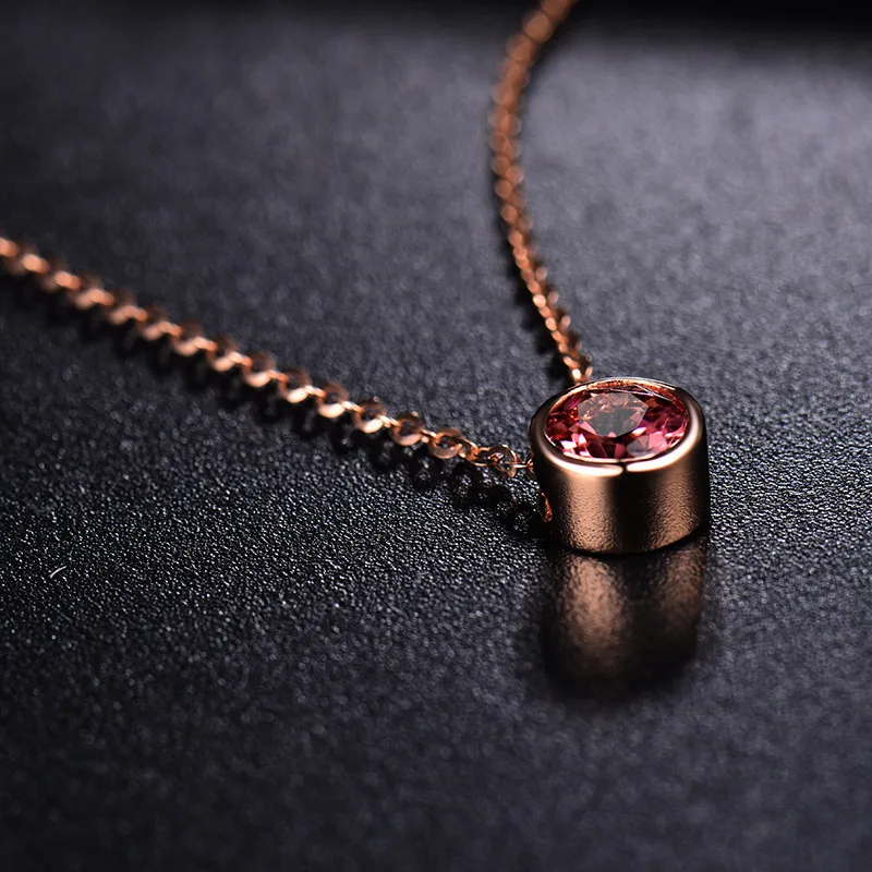 Элегантное дамское розовое ожерелье с подвеской из турмалина 14K розовое золото ювелирные изделия для девочки подарок на день рождения