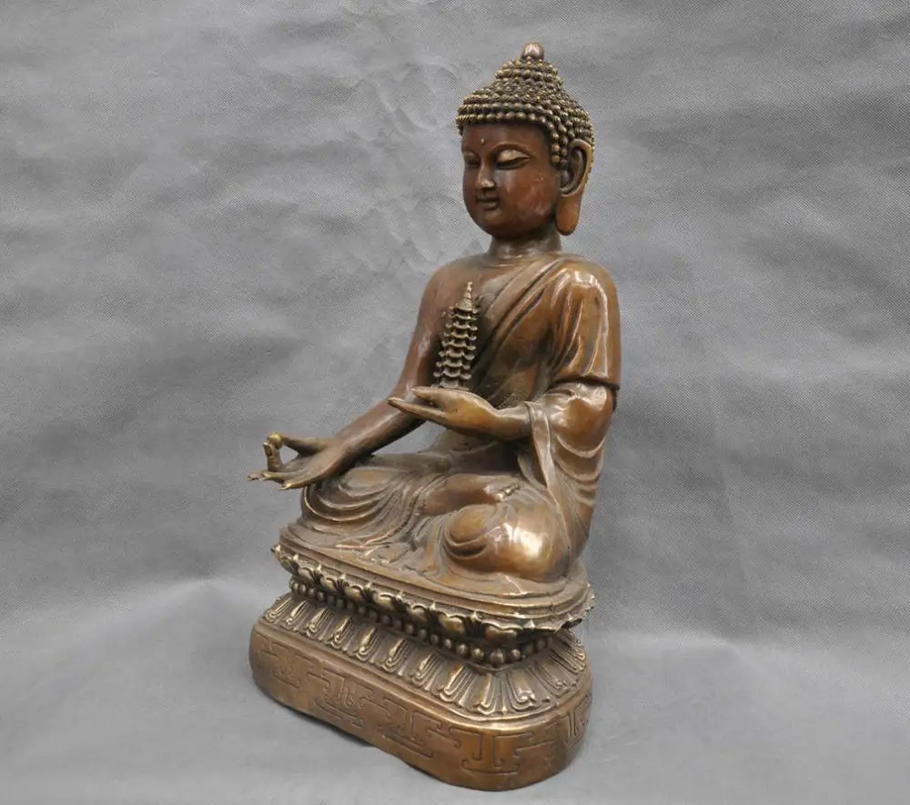 18 &quotКитай Буддизм Сидеть Будда Шакьямуни Бронзовая Статуя # #|statue bronze|statue chinastatues