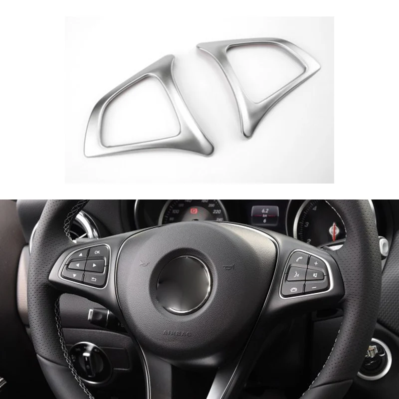 B Model Silver Автомобильный Стайлинг для Mercedes Benz A GLA CLA класс W176 X156 C117 кнопки рулевого колеса наклейка крышка отделка интерьера авто аксессуары - Название цвета: B Model Silver