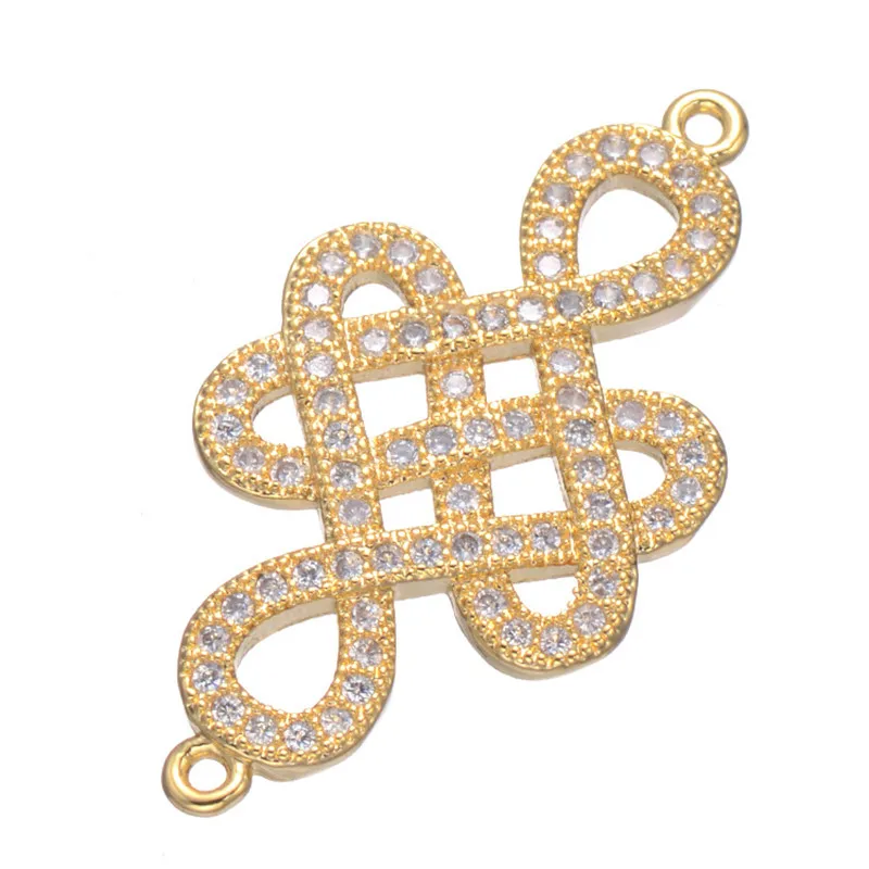 Роскошный разъем для браслета из кубического циркония 30*16 мм в форме узла с микро