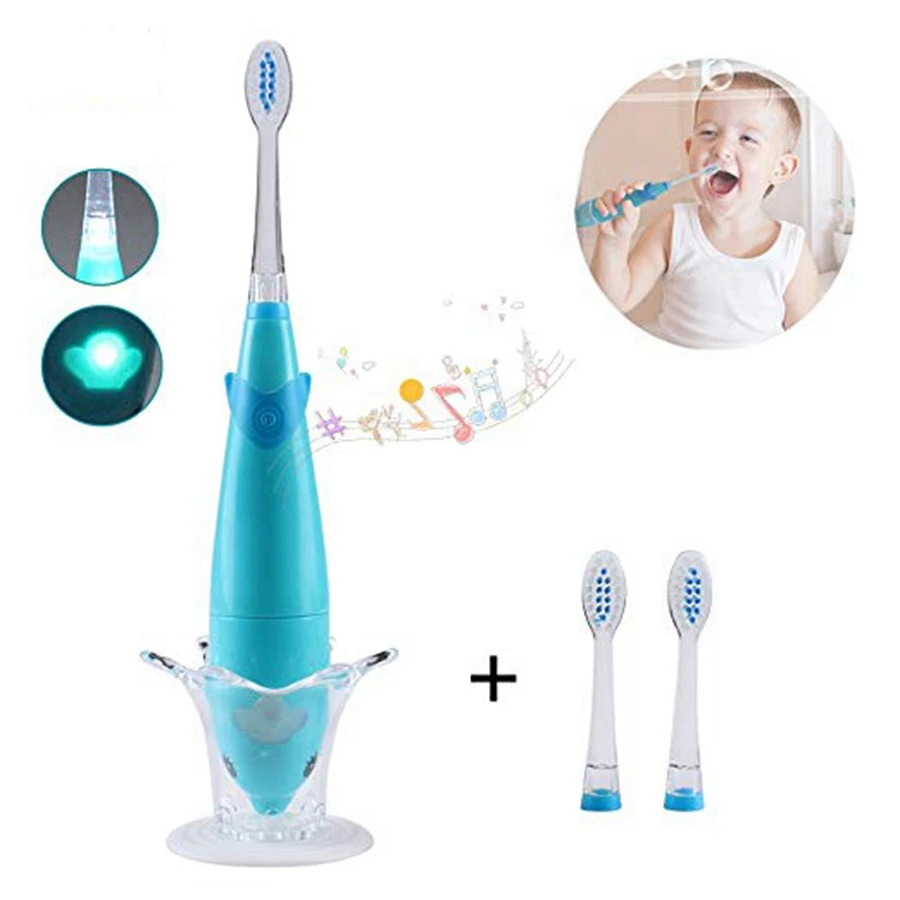 Blue for Kids Seago детская Мощность с таймером электрическая звуковая уход Зубная щётка с чехол для телефона Muse светодиодный свет, Водонепроницаемый лучшая идея для подарка куртка из искусственной кожи для мальчиков и девочек - Цвет: Blue for Kids