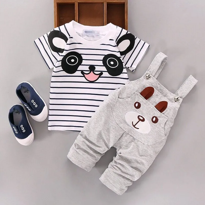 2019 summer boys clothes sets baby cartoon sports suits kids short t shirt+ Bib pants 2pcse outfits children | Детская одежда и