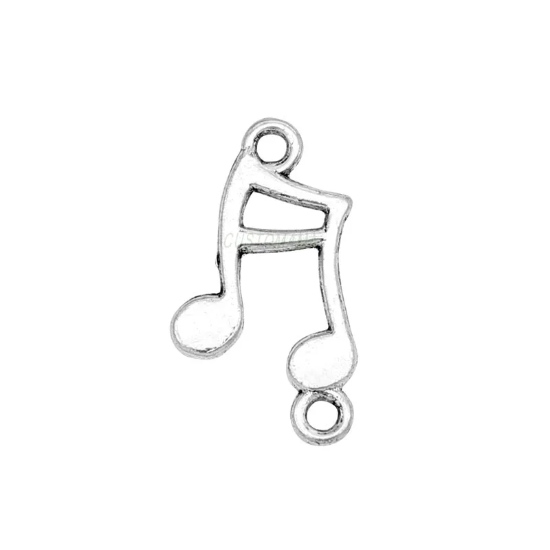 

150pcs-Antique Silver 2 Sided Music Note Connector Charms 21x12mm