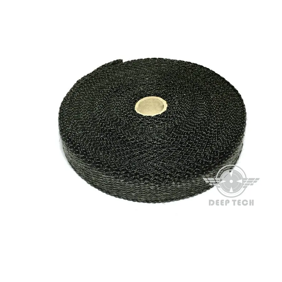 Черная обертка для выхлопных газов 15 м/50 футов x 1 дюйм|exhaust heat shield|exhaust heatpipe wrap |