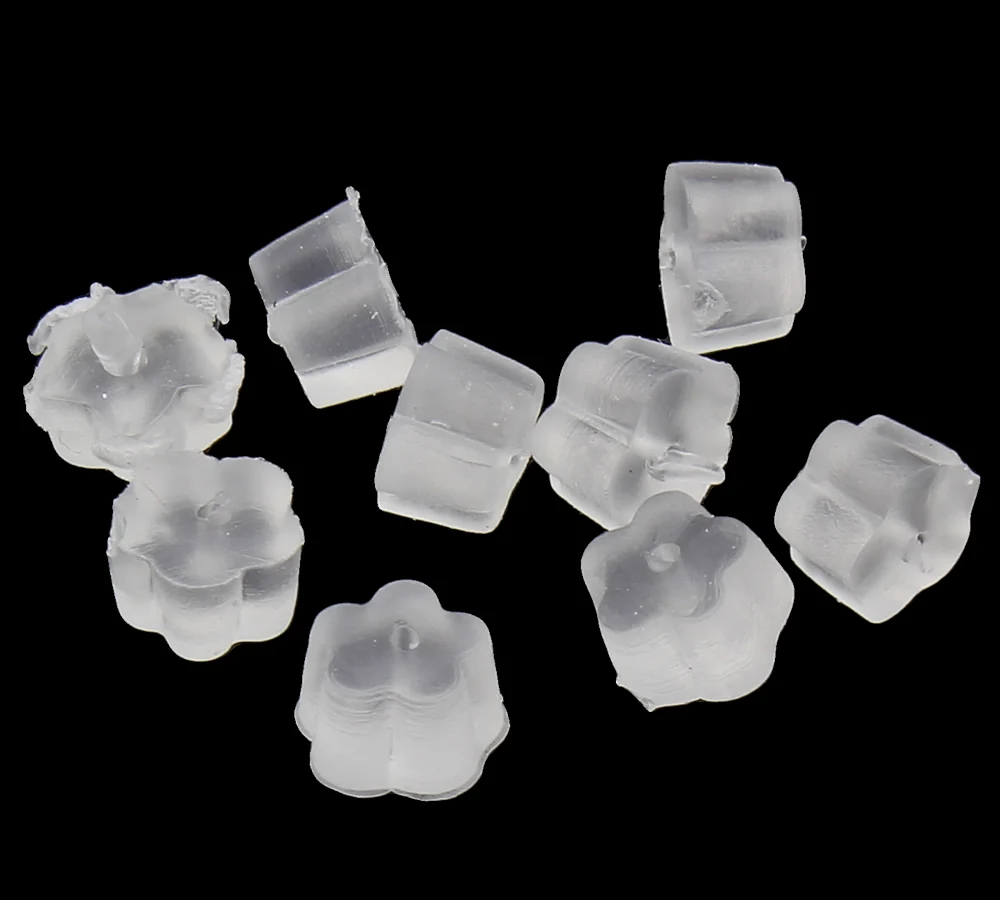 200 шт. Силиконовая пробка для задней крышки Серьги Цветочная застежка рычаг