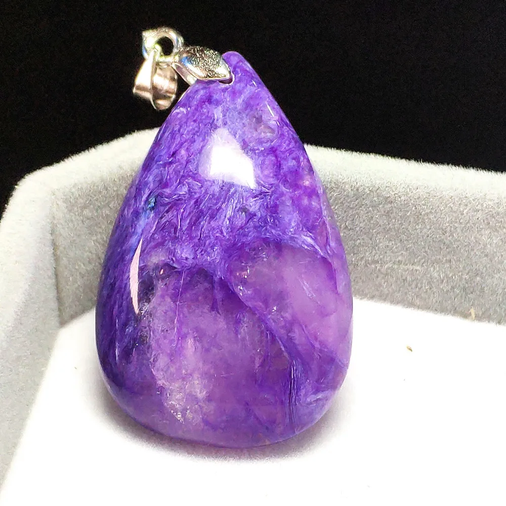 Новая натуральная ледяная фиолетовая Charoite подвеска в виде капли воды форма
