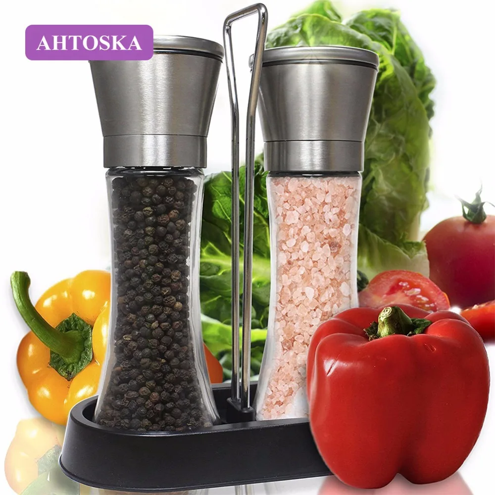 AHTOSKA 2Шт./лот Мельница Для Перца И Соли Шлифовальные Станки Из Нержавеющей Сталь С
