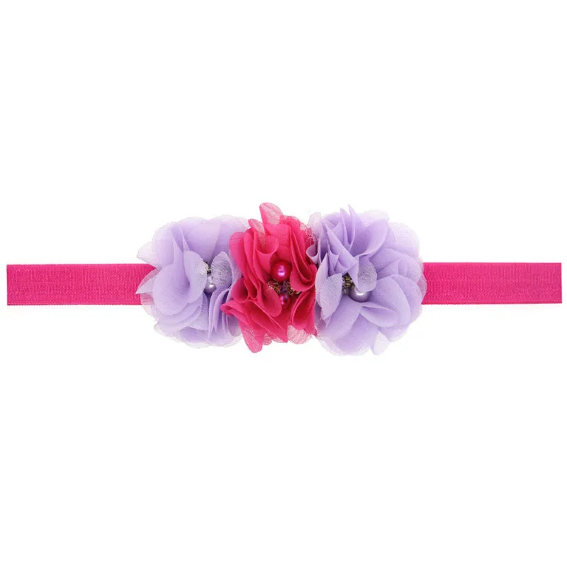 Cute Baby Girls Chiffon Flowers Beads Headbands Elastic Hair Headwear Infants Fashion Decorative Party Accessories | Детская одежда и