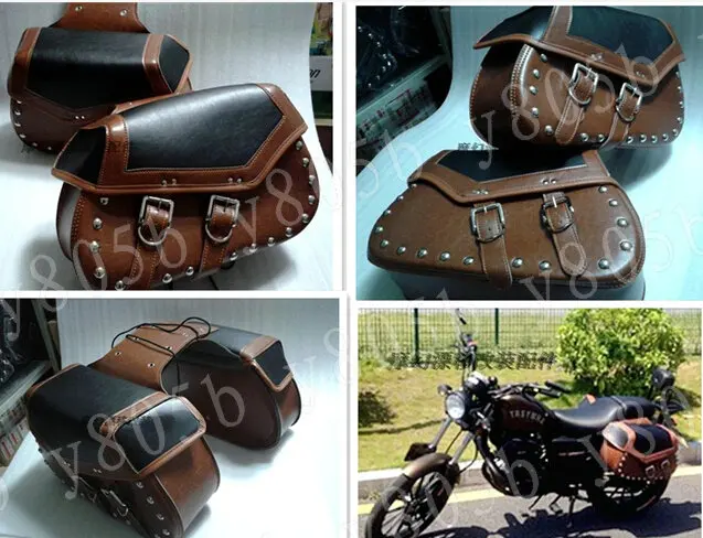 Новая кожаная Боковая Сумка для мотоцикла седельные сумки Honda Yamaha Suzuki Kawasaki Street