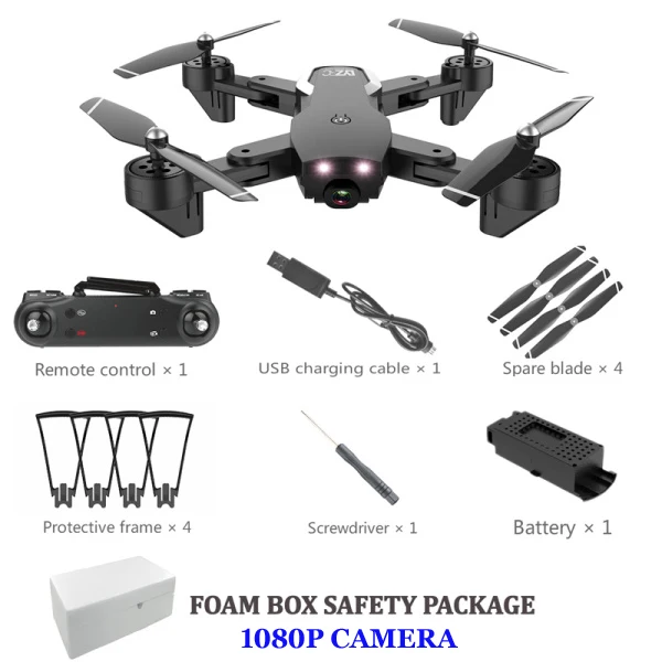 1080p black 1battery Квадрокоптер с камерой WI-FI FPV широкоугольный оптического потока позиционирования Складная рукоятка RC дрон с камерой HD - Цвет: 1080p black 1battery