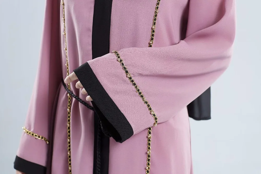 Мусульманская взрослая золотая линия Бисероплетение abaya Арабская Мода Турция