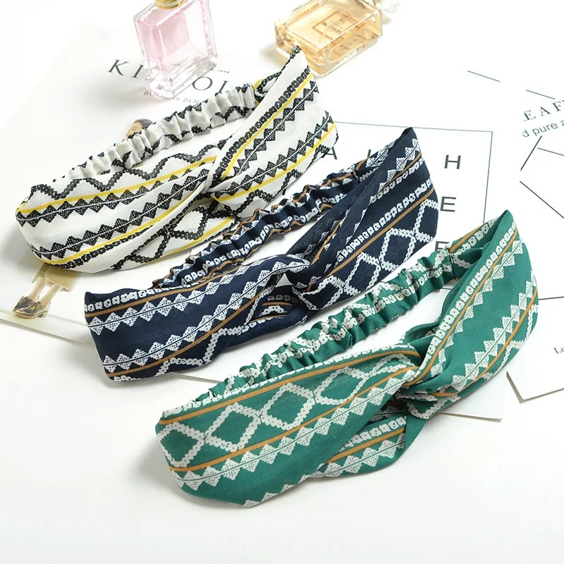 Модные богемные женские повязки на голову с перекрестным узлом ремешки для волос