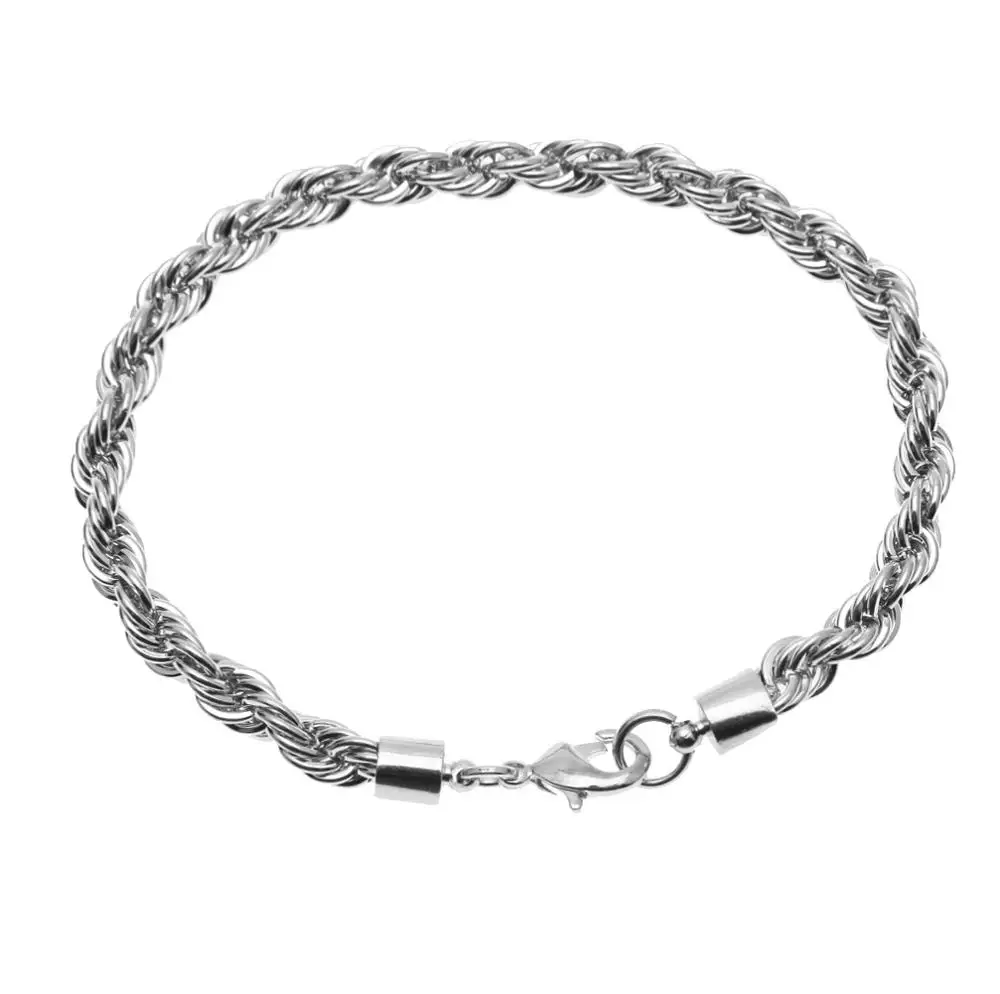 Silver CY& CM позолоченный серебряный " 6 мм толстый женский мужской со льдом веревка скрученный Плетеный высококачественный хип-хоп модный браслет - Окраска металла: Silver