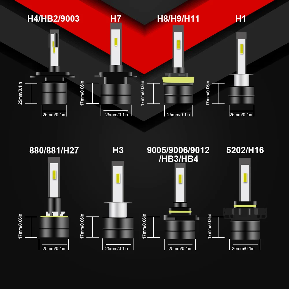 LEADTOPS 2 шт. H3 светодиодный мини 9005 Автомобильные фары H1 9006 H4 H7 H11 12 В