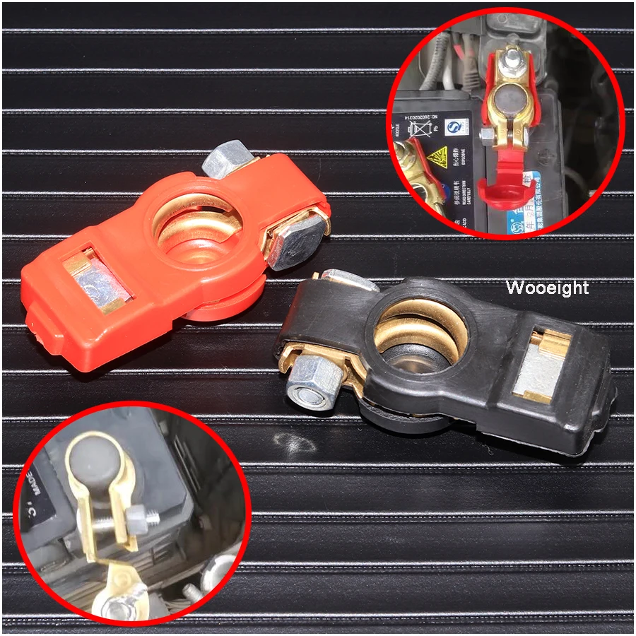 Wooeight 2Pcs Universal Car Battery Positive Negative Terminal Clamp Clips Protection Covers Connector For Benz BMW VW Honda|Провод