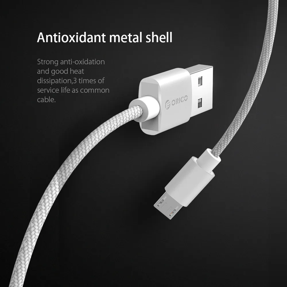 Нейлоновый кабель Micro USB ORICO для Samsung Xiaomi быстрой зарядки и передачи данных