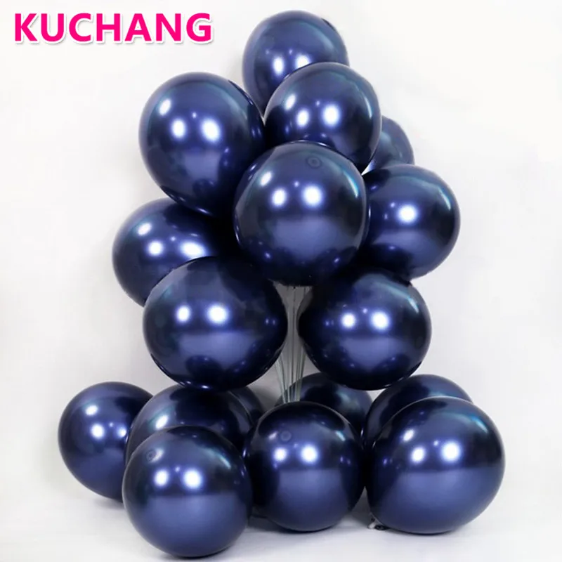 

10pcs Metallic Luminous Blue Latex Balloon Dark Ink Blue Wedding Birthday Party Decorations Valentine's Day baby Shower Supplies
