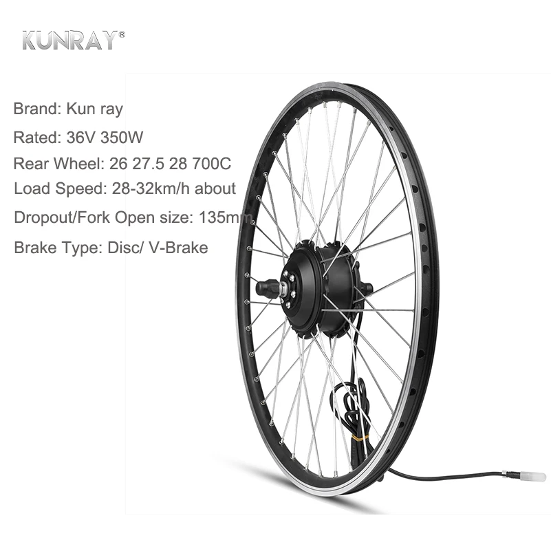 Комплект для переоборудования ebike KUNRAY 36 В 350 Вт комплект задних и моторных колес 26
