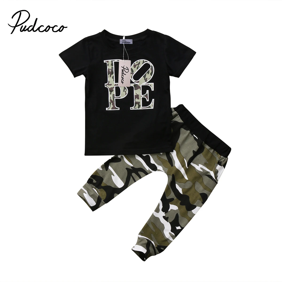 2 шт. футболка с коротким рукавом и длинные камуфляжные штаны | Детская одежда
