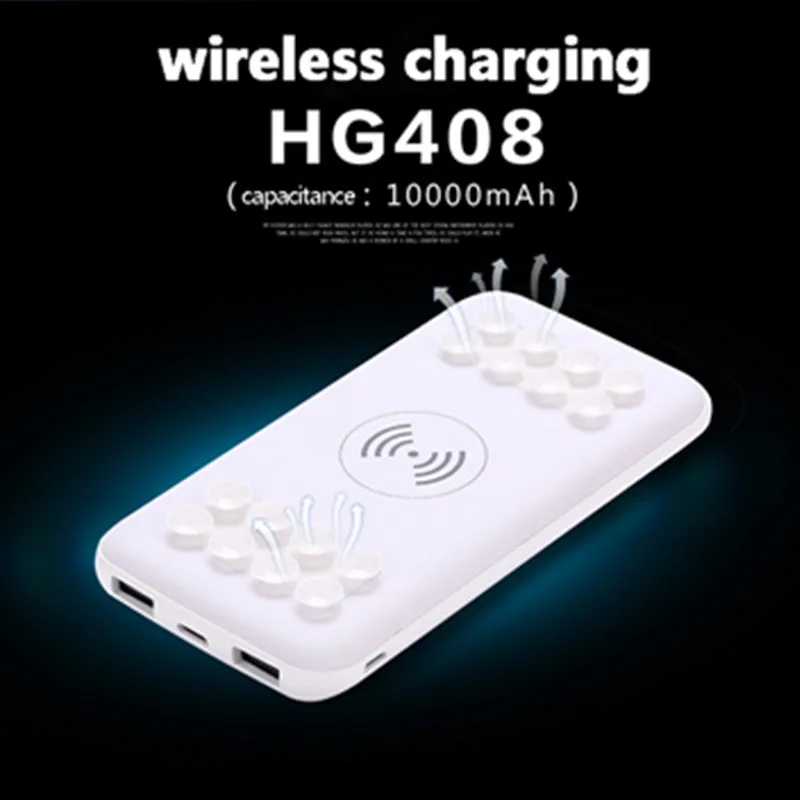 Power Bank 10000 mAh Беспроводная зарядка сокровище всасывание стиль свет Портативное