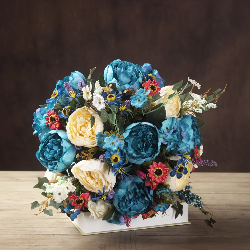 Европейский Шелковый Пион корейский искусственный В горшке керамическая ваза