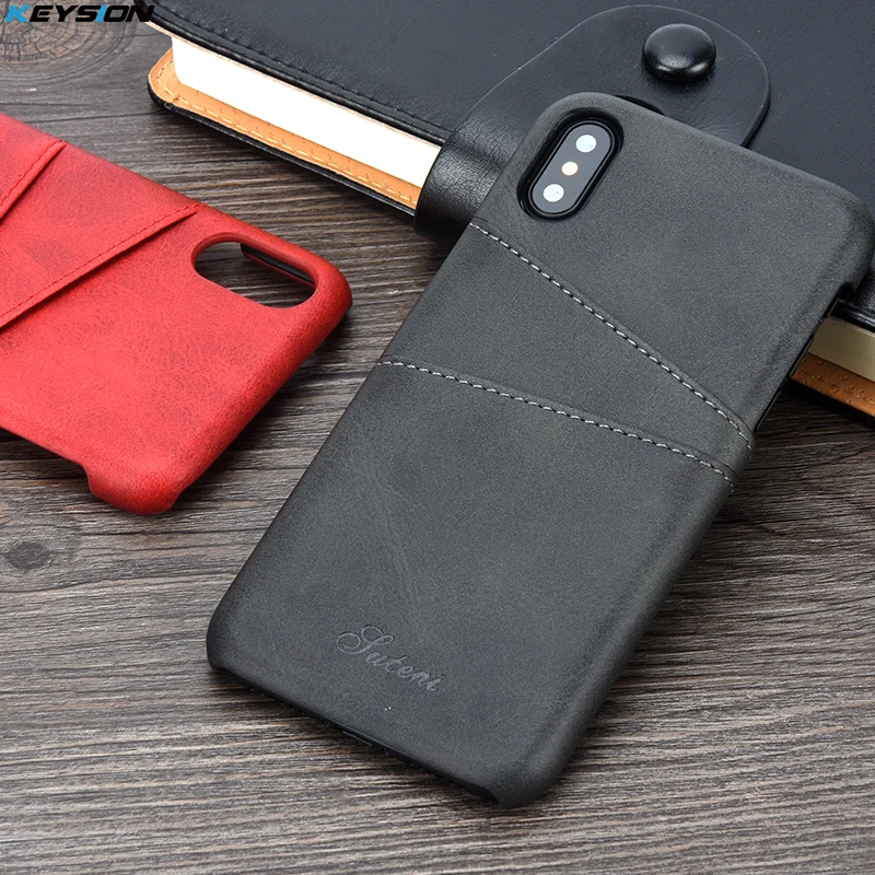 Чехол KEYSION для телефона iPhone X кожаный чехол Роскошный кошелек с отделениями карт задняя крышка чехлы 10|case for