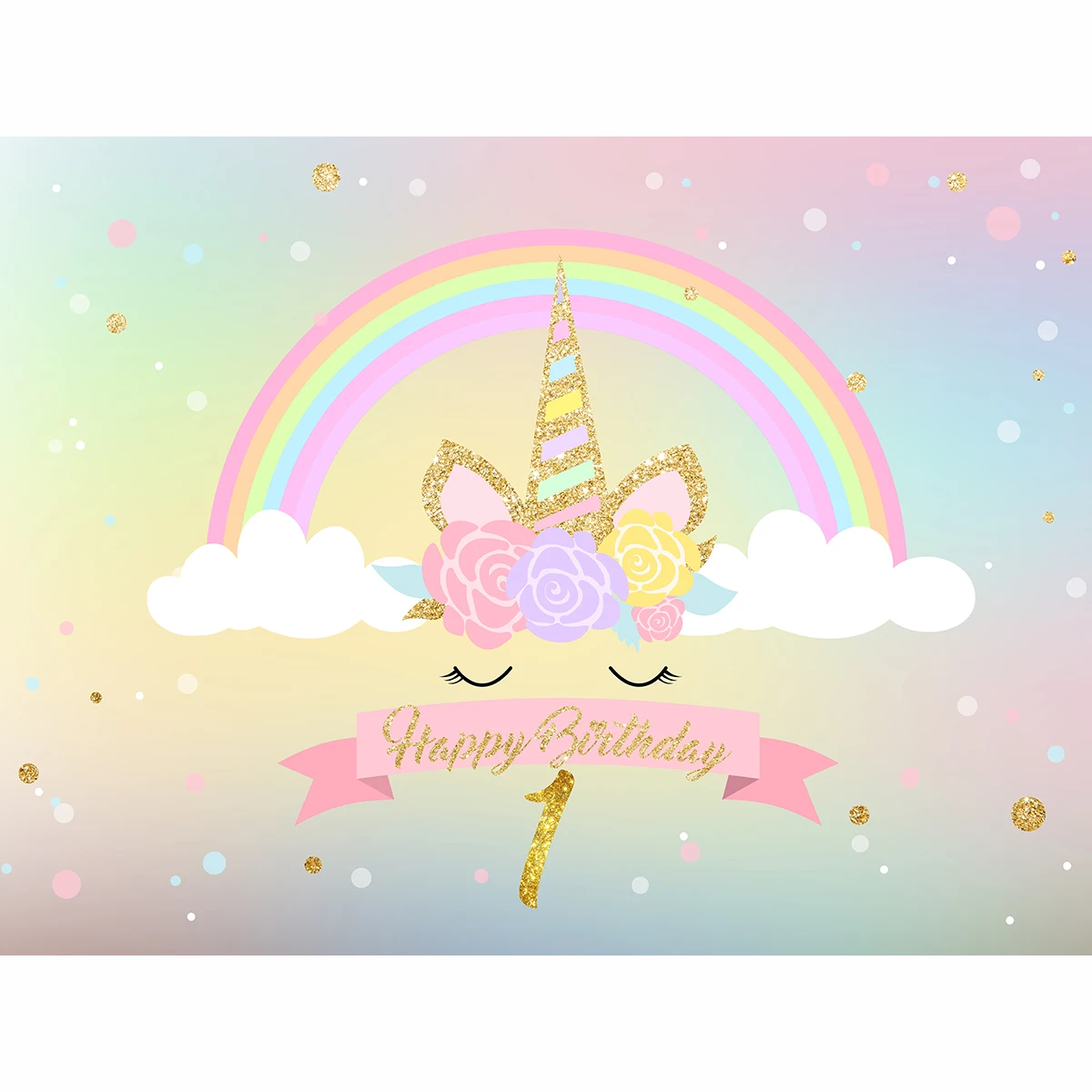Funnytree unicorn backdrop for photographic studio birthday rainbow bokeh flower background photobooth prop | Электроника