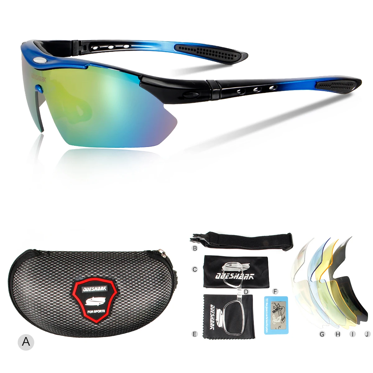 Black Blue QUESHARK Classic Style Photochromic Cycling Glasses MTB Goggles Cycling Eyewear Bicycle Sunglasses Polarized Cycling Glasses - Цвет: Black Blue