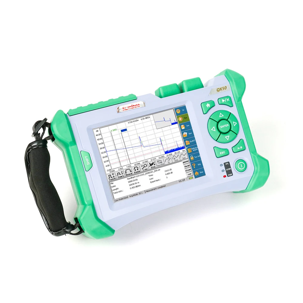 

SM OTDR Komshine Optical Fiber OTDR Tester QX50-S Sibglemode 32/30dB 1310nm/1550nm with Spanish Languages